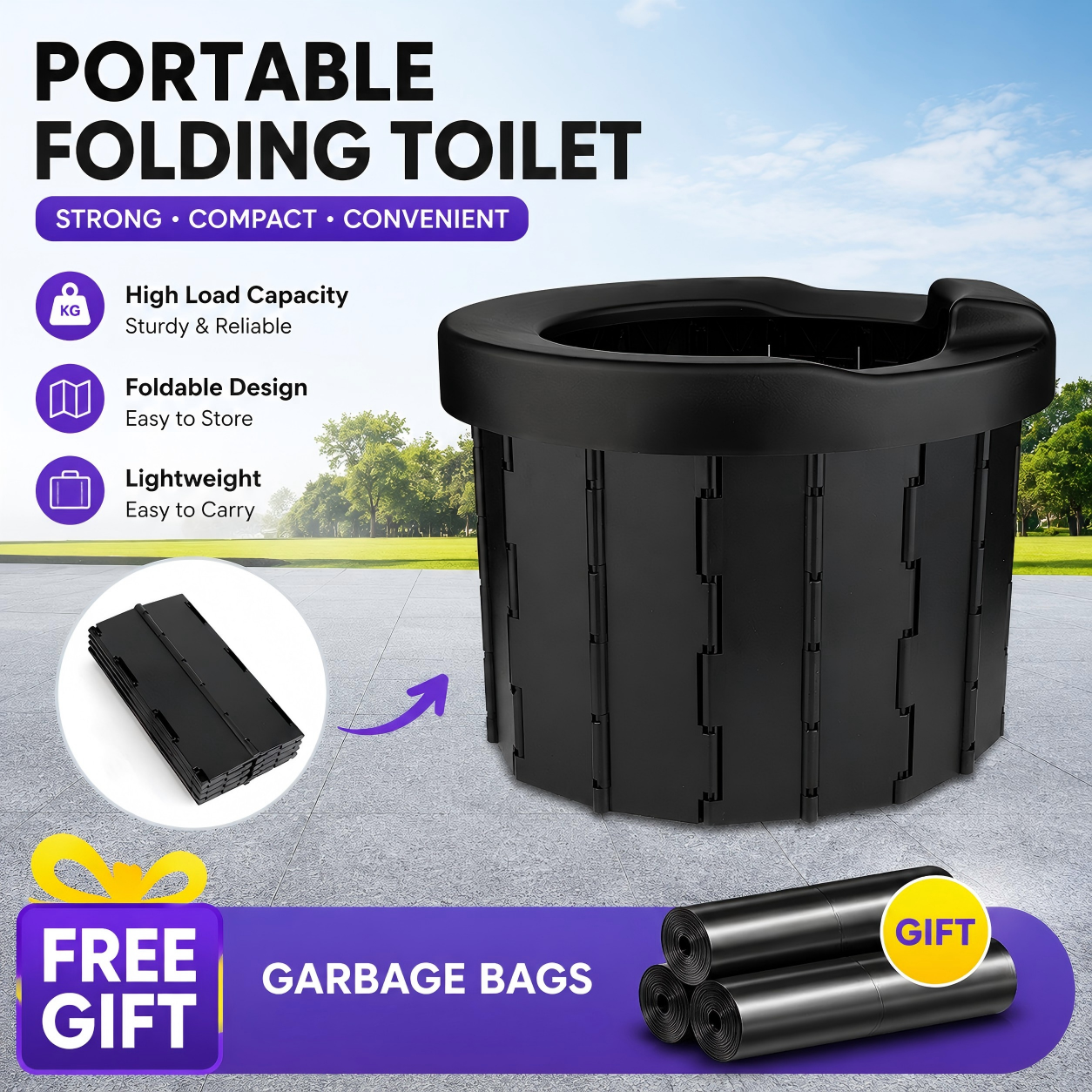 Outdoor Camping - Outdoor Folding Toilet Portable Car Toilet