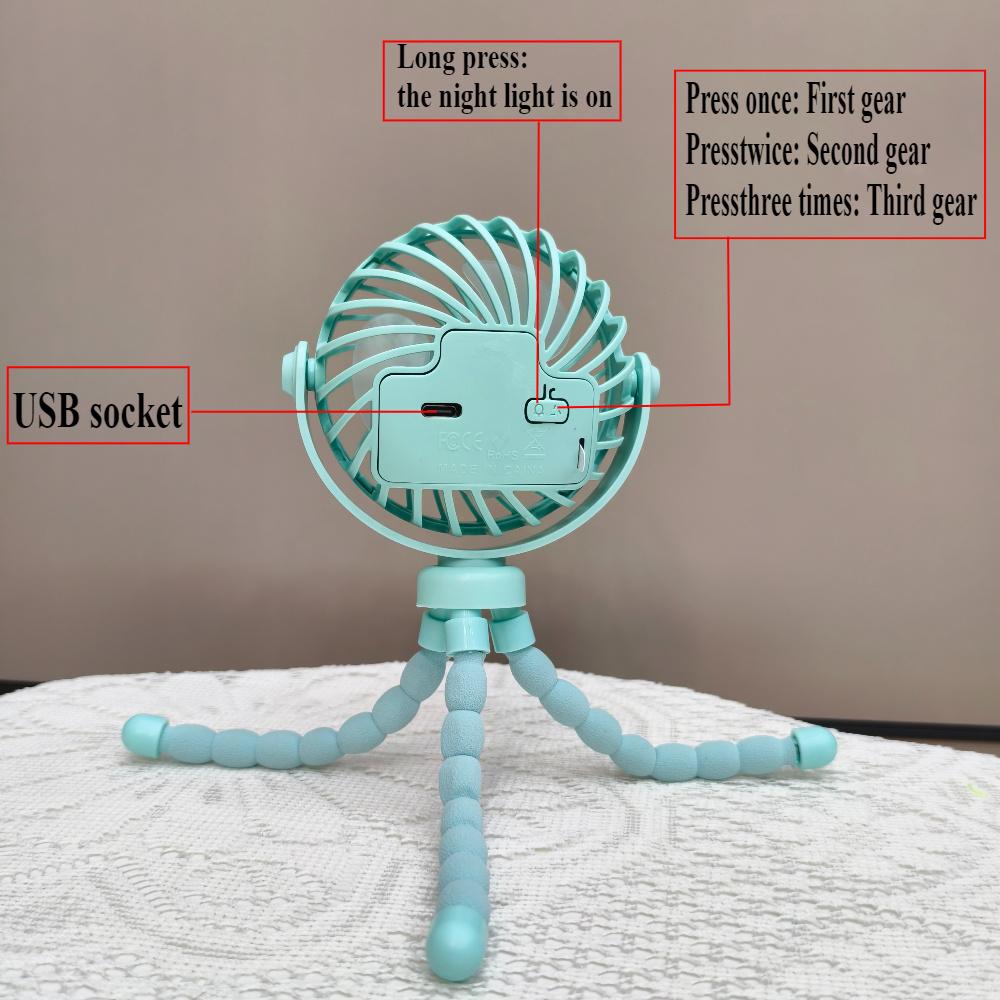 Outdoor Camping Fan - Portable Octopus Tripod Multifunctional Fan, USB
