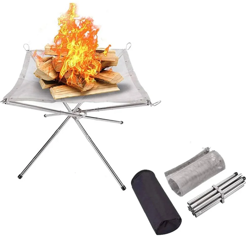 Outdoor Camping Fire Pit - Outdoor BBQ Bonfire Rack Portable Camping