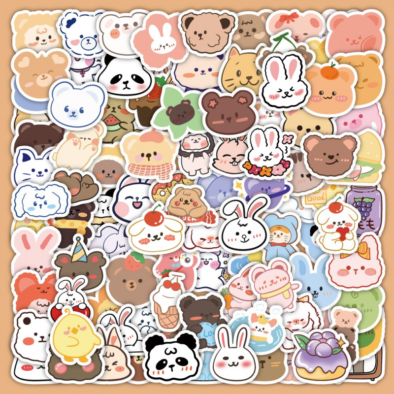 100pcs Cute  Bear Stickers Vin – Bear Canister Bewertung und Preis