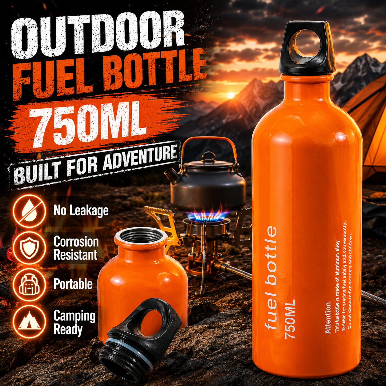 750ml Aluminum Fuel Bottle Cam – Outdoor Camping Heater For Tent Bewertung und Preis