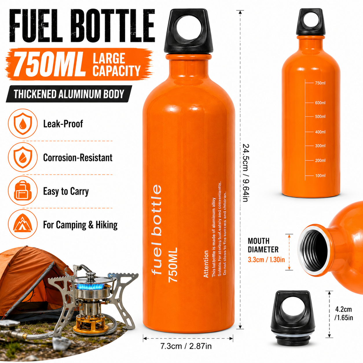 750ml Aluminum Fuel Bottle Cam – Outdoor Camping Heater For Tent Bewertung und Preis