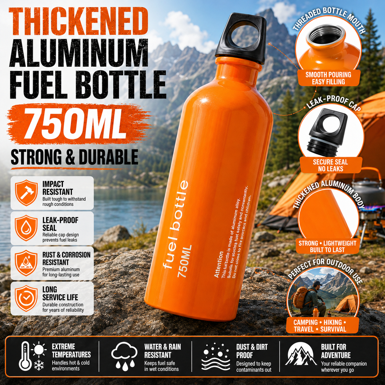 750ml Aluminum Fuel Bottle Cam – Outdoor Camping Heater For Tent Bewertung und Preis