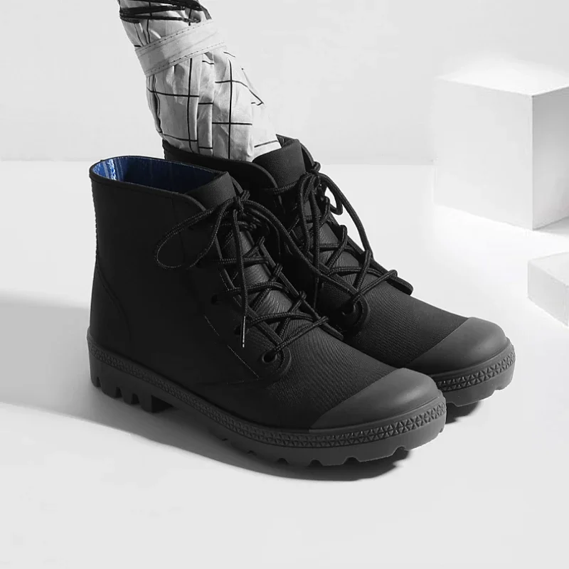 Winter Men Rain Boots Lace-up  – Outdoor Camping Winter Bewertung und Preis